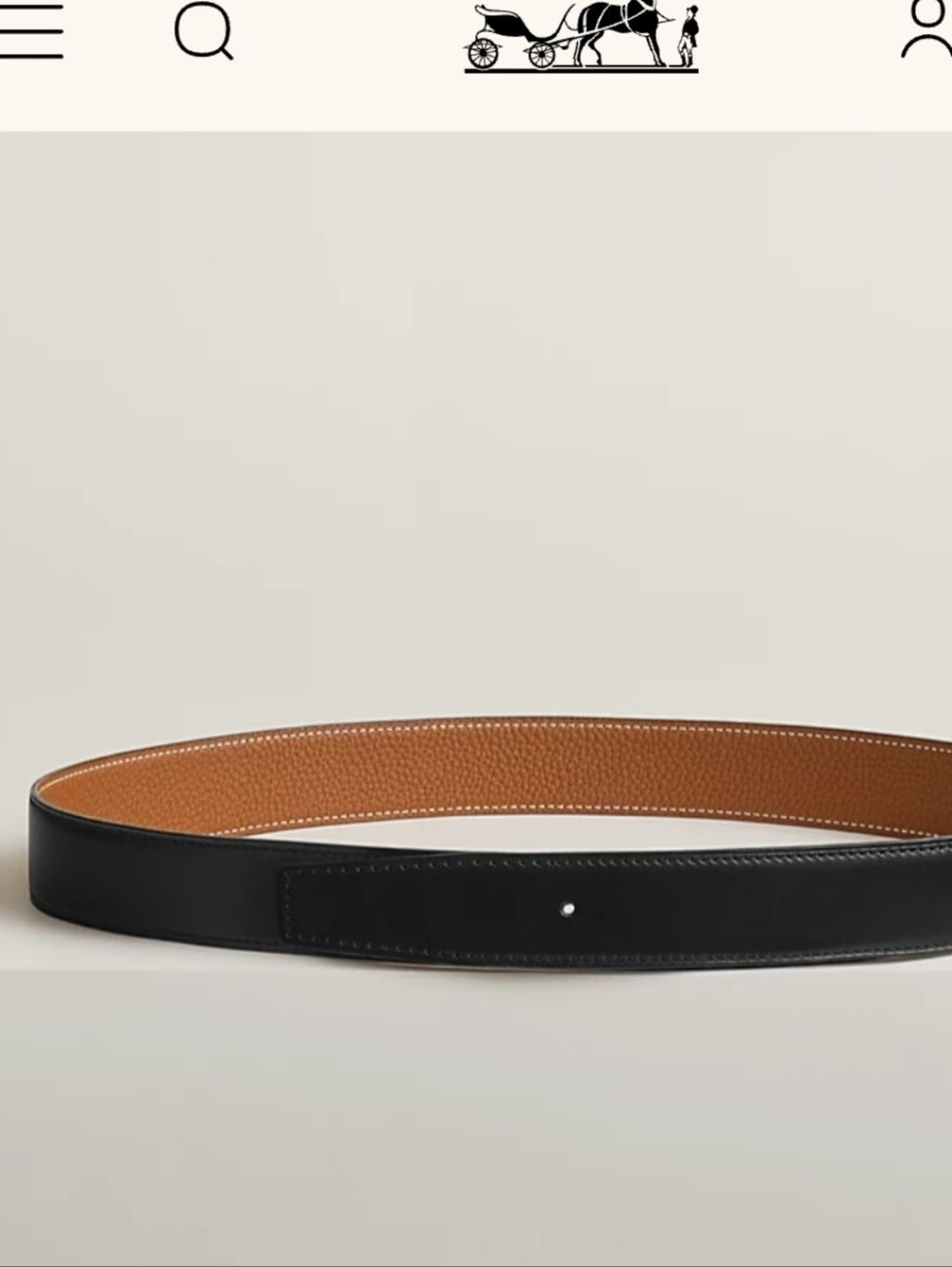 Hermes Reversible Black and Tan Leather Belt Strap